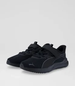 PUMA Sport School Shoes|Junior School Shoes-379125 Reflect Lite Junior Black Dark Grey Mesh Sneakers