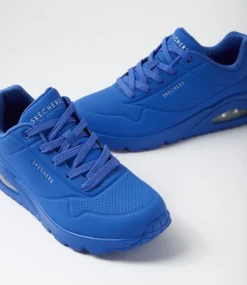 Women SKECHERS Sneakers|Wedges-73690 Uno Stand On Air Dazzling Blue Smooth Sneakers