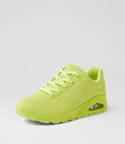 Women SKECHERS Sneakers|Wedges-73690 Uno Stand On Air Limeade Smooth Sneakers