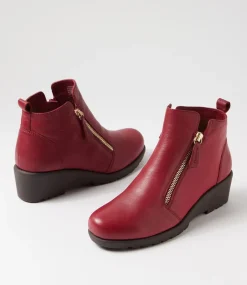 Women SUPERSOFT Boots|Comfort-Abadene Cherry Leather Ankle Boots