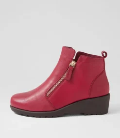 Women SUPERSOFT Boots|Comfort-Abadene Cherry Leather Ankle Boots