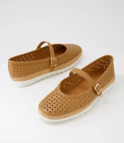 Women DIANA FERRARI Mary Janes|Flats-Acardia Dark Tan Leather Lizard Flat Shoes