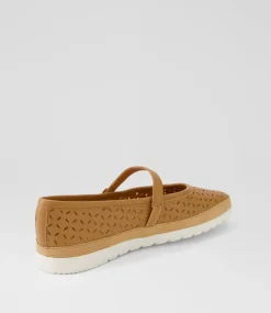 Women DIANA FERRARI Mary Janes|Flats-Acardia Dark Tan Leather Lizard Flat Shoes