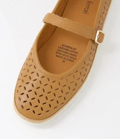 Women DIANA FERRARI Mary Janes|Flats-Acardia Dark Tan Leather Lizard Flat Shoes