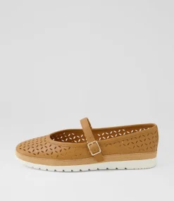 Women DIANA FERRARI Mary Janes|Flats-Acardia Dark Tan Leather Lizard Flat Shoes