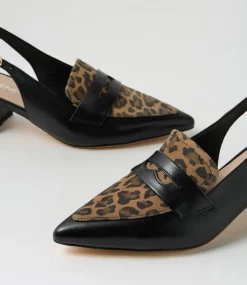 Women TOP END Heels-Aidayo Black Camel Leopard Leather Suede Heels
