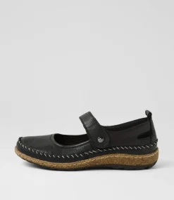 Women COLORADO Comfort|Mary Janes-Aimey Black Leather Flat Shoes