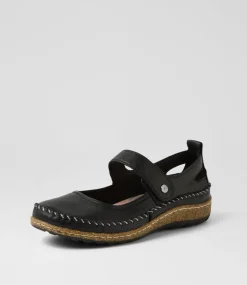 Women COLORADO Comfort|Mary Janes-Aimey Black Leather Flat Shoes