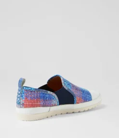 Women DIANA FERRARI Flats-Alainah White Navy Multi Leather Flat Shoes