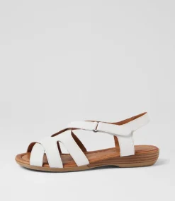 Women DIANA FERRARI Flats|Sandals-Albaha White Leather Sandals