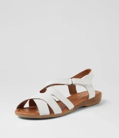 Women DIANA FERRARI Flats|Sandals-Albaha White Leather Sandals