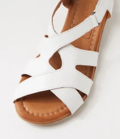 Women DIANA FERRARI Flats|Sandals-Albaha White Leather Sandals