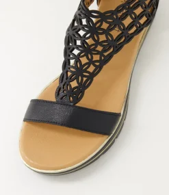 Women SUPERSOFT Comfort|Sandals-Alexiander Black Gold Leather Sandals