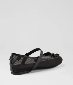 Women TOP END Flats-Alily Black Patent Mix Ballet Flats