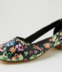Women I LOVE BILLY Flats-Alkoxy Black Flower Flat Shoes