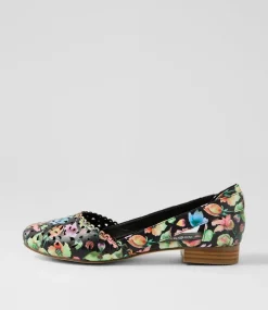 Women I LOVE BILLY Flats-Alkoxy Black Flower Flat Shoes