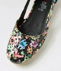 Women I LOVE BILLY Flats-Alkoxy Black Flower Flat Shoes