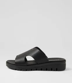 Women SUPERSOFT Comfort|Sandals-Allium Black Leather Sandals
