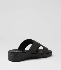 Women SUPERSOFT Comfort|Sandals-Allium Black Leather Sandals