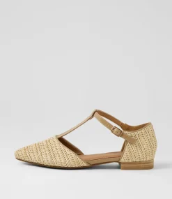 Women I LOVE BILLY Flats-Allora Natural Synthetic Raffia Flat Shoes