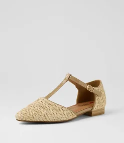 Women I LOVE BILLY Flats-Allora Natural Synthetic Raffia Flat Shoes