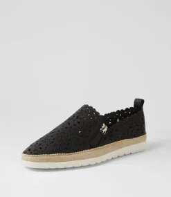 Women DIANA FERRARI Flats-Amindi Black Leather Flat Shoes