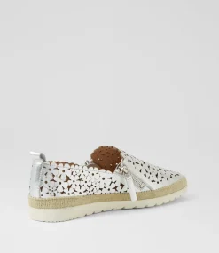 Women DIANA FERRARI Flats-Amindi Silver Leather Flat Shoes