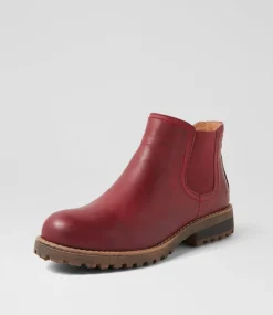 Women COLORADO Boots|Comfort-Amo Dark Red Leather Ankle Boots