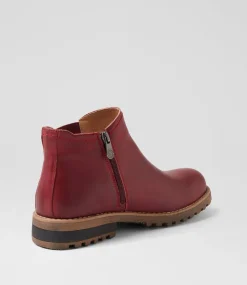 Women COLORADO Boots|Comfort-Amo Dark Red Leather Ankle Boots