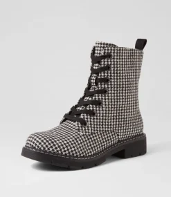 Women I LOVE BILLY Boots-Anabelo2 Black Tweed Fabric Ankle Boots