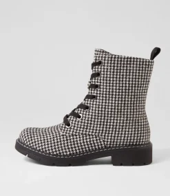 Women I LOVE BILLY Boots-Anabelo2 Black Tweed Fabric Ankle Boots