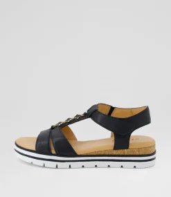 Women SUPERSOFT Comfort|Sandals-Angelia Black Leather Sandals