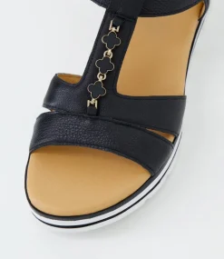 Women SUPERSOFT Comfort|Sandals-Angelia Black Leather Sandals