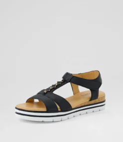 Women SUPERSOFT Comfort|Sandals-Angelia Black Leather Sandals