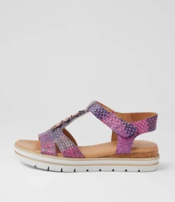 Women SUPERSOFT Comfort|Sandals-Angelia Purple Cross Hatch Leather Sandals