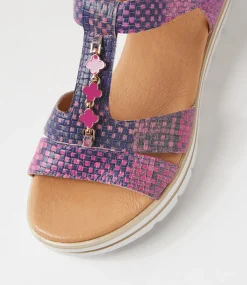 Women SUPERSOFT Comfort|Sandals-Angelia Purple Cross Hatch Leather Sandals