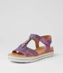 Women SUPERSOFT Comfort|Sandals-Angelia Purple Cross Hatch Leather Sandals