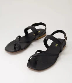 Women DIANA FERRARI Flats|Sandals-Anord Black Natural Leather Sandals