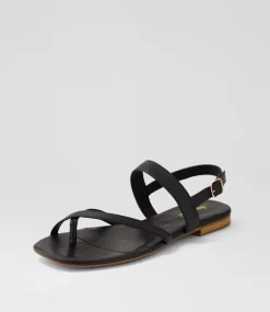 Women DIANA FERRARI Flats|Sandals-Anord Black Natural Leather Sandals
