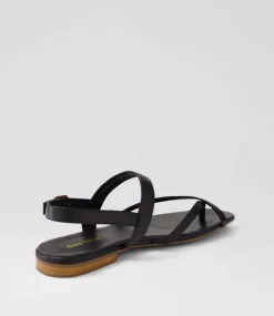 Women DIANA FERRARI Flats|Sandals-Anord Black Natural Leather Sandals
