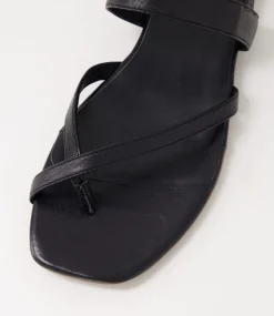 Women DIANA FERRARI Flats|Sandals-Anord Black Natural Leather Sandals