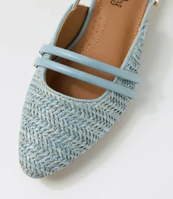 Women I LOVE BILLY Flats-Antees Denim Synthetic Raffia Flat Shoes