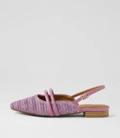 Women I LOVE BILLY Flats-Antees Lavender Synthetic Raffia Flat Shoes