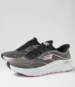 Women SKECHERS Sneakers-Arch Fit 2 Black Pink Mesh Sneakers