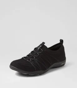 Women SKECHERS Sneakers-Arch Fit Comfy Black Mesh Sneakers