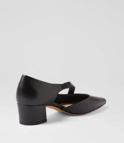 Women TOP END Heels-Aresa Black Leather Patent Heels