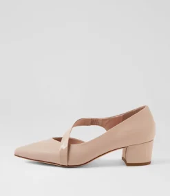 Women TOP END Heels-Aresa Nude Leather Patent Heels
