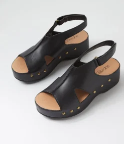 Women SUPERSOFT Comfort|Sandals-Ariss Black Leather Sandals
