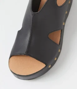 Women SUPERSOFT Comfort|Sandals-Ariss Black Leather Sandals