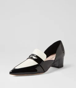 Women TOP END Heels-Arni Black Ivory Patent Leather Heels